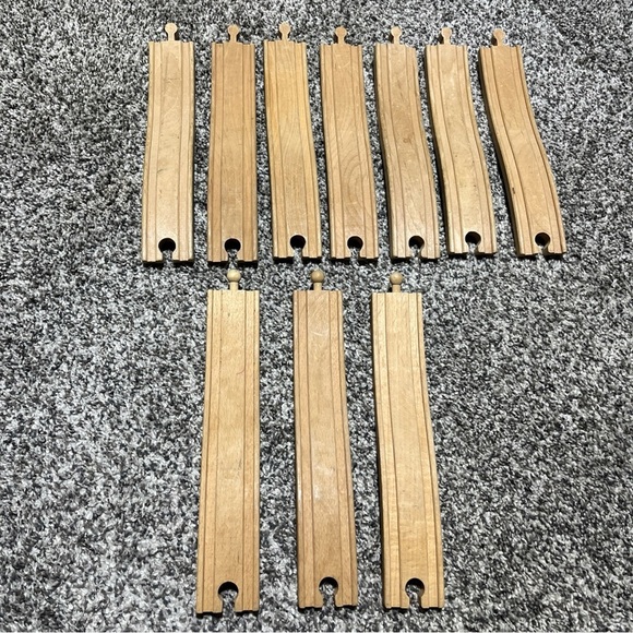 10 ASCENDING ELEVATED WOODEN TRAIN TRACK PIECES FOR BRIDGE RISERS Double Sided** - Picture 1 of 11